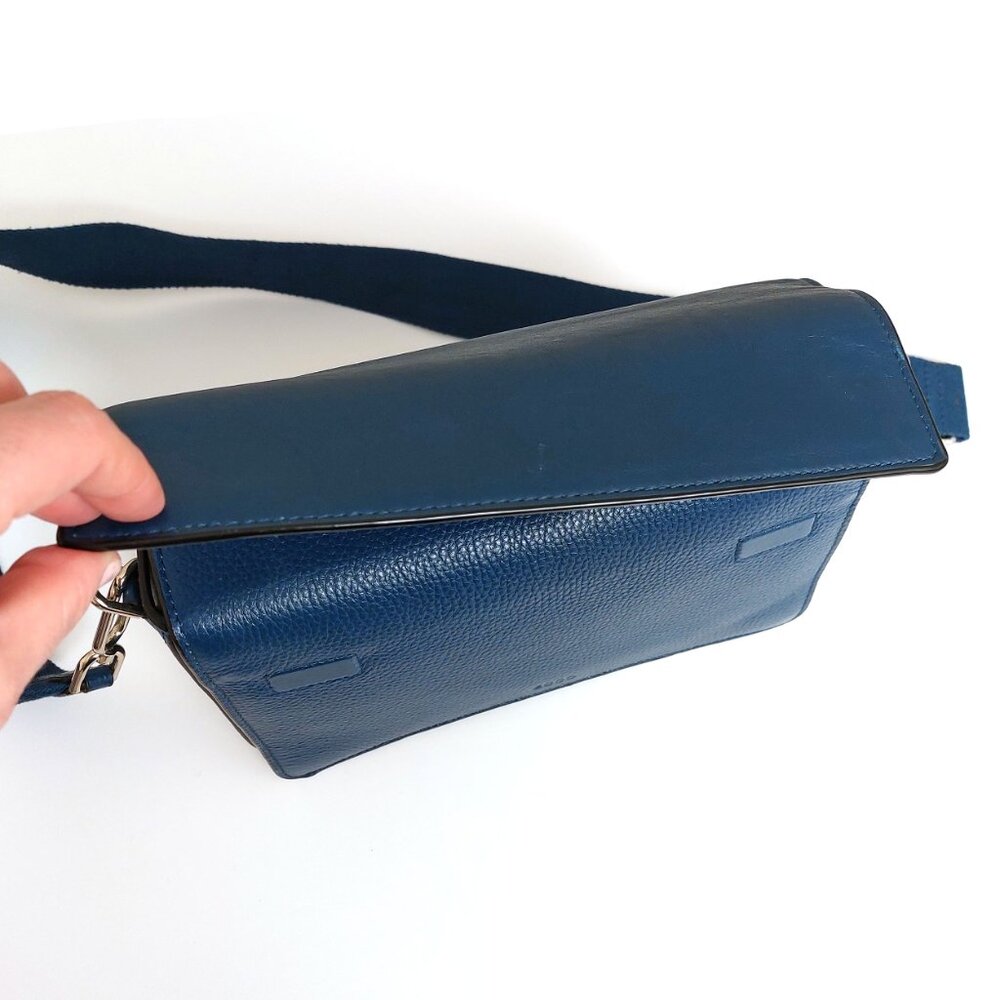 ECCO Pinch Bag Large – Seaport Teal Blue Leather Crossbody with Canvas Strap - Picture 3 of 16